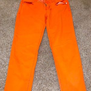 Orange skinny jeans